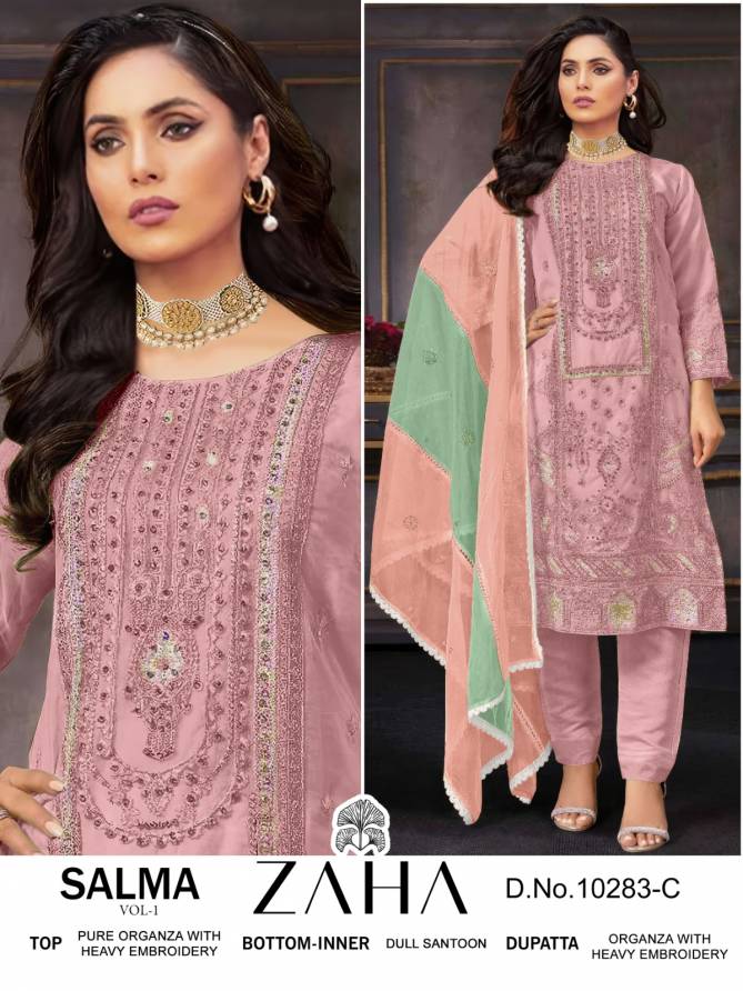 Salma Vol 1 By Zaha Embroidered Organza Pakistani Suits Wholesale Price In Surat
